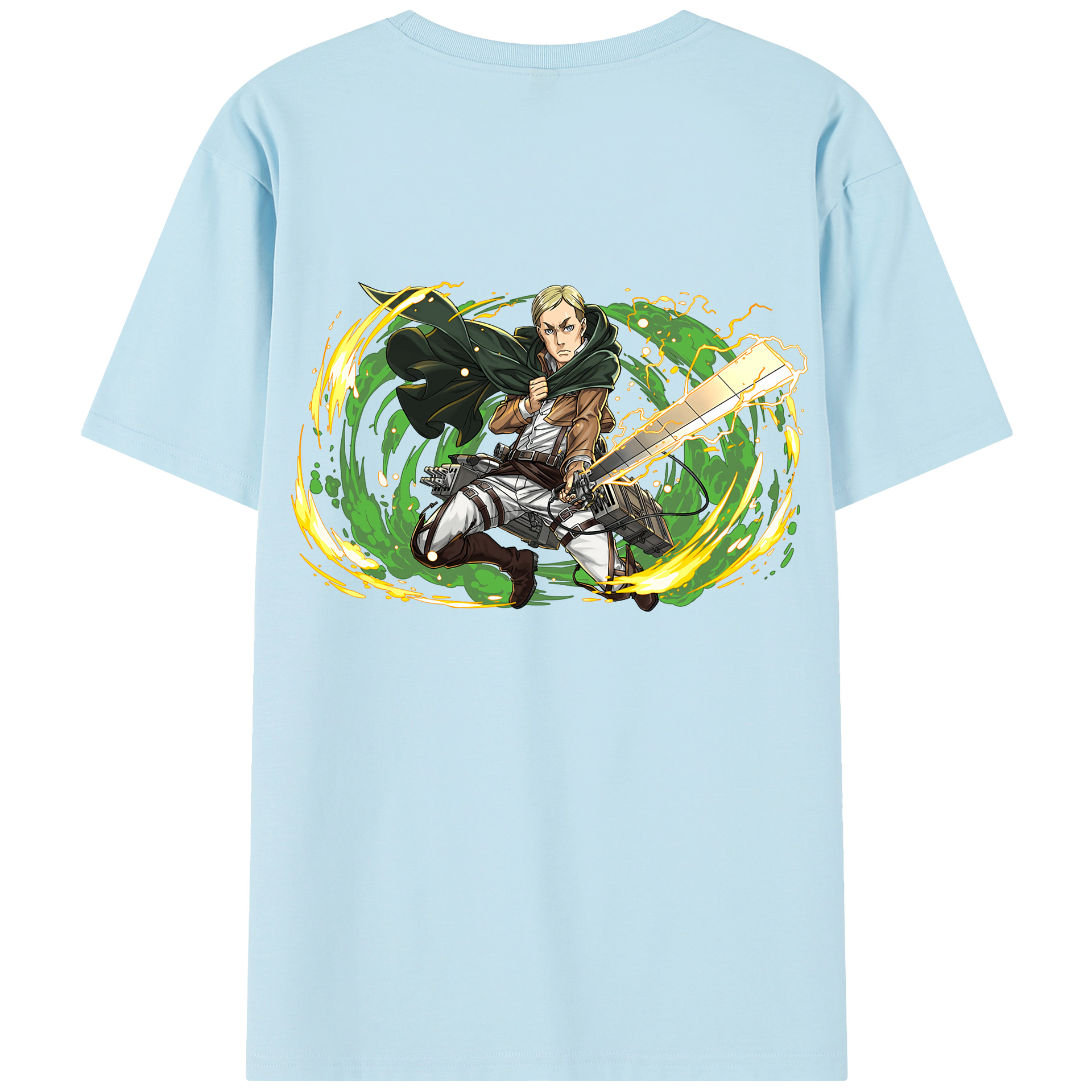 （画像用） 進撃の巨人 エルヴィン・スミス Attack on Titan Erwin Smith 綿100％半袖Tシャツ（背面プリント）
